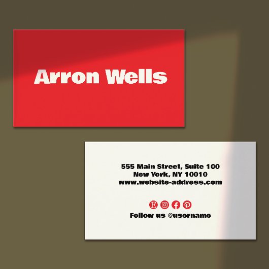 Carte De Visite Typographie rouge moderne