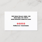 Carte De Visite Typographie rouge moderne (Dos)