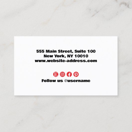 Carte De Visite Typographie rouge moderne (Dos)