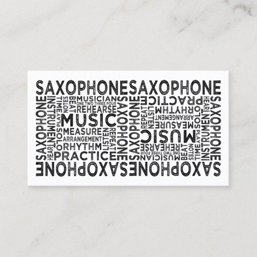 Carte De Visite Typographie saxophone (Devant)