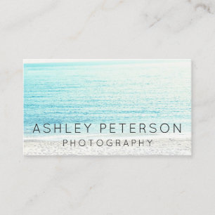 Carte De Visite Typographie simple de plage de photographie de