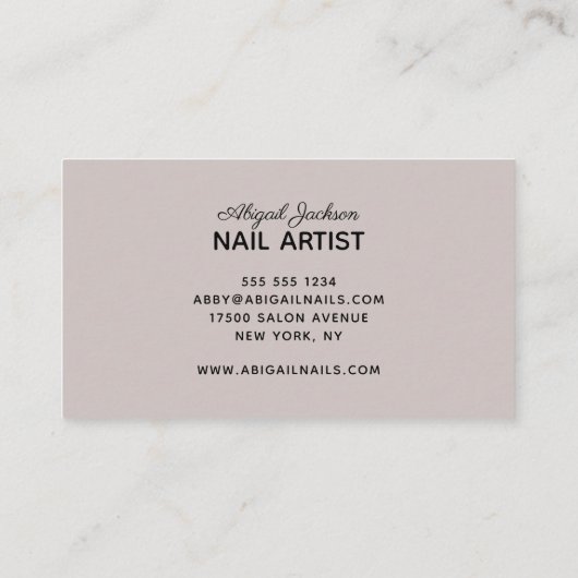 Carte De Visite Typographie Simple Élégante Clous Par "Nom" Taupe (Dos)