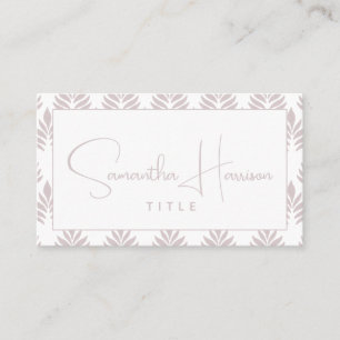 Carte De Visite Typographie simple moderne Script Motif feuille