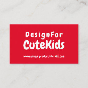 Carte De Visite Typographie Simple Rouge Enfants Jouent