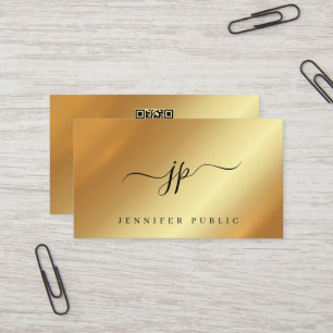 Carte De Visite Typographie Tendance Monogramme Soie Luxueuse Or