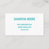 Carte De Visite Typographie Turquoise moderne unique Créative (Dos)