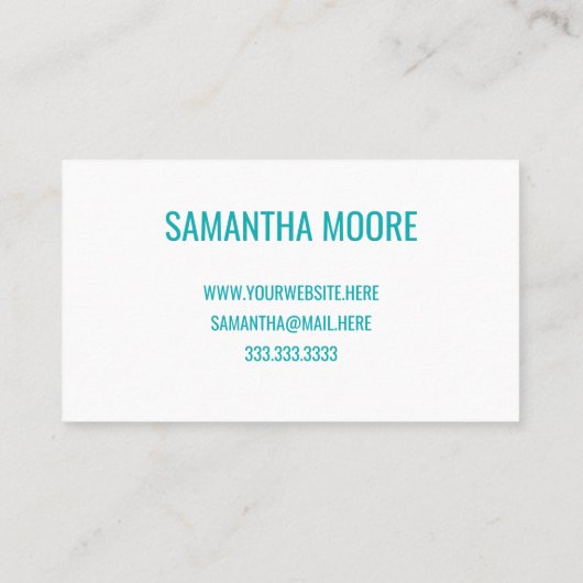 Carte De Visite Typographie Turquoise moderne unique Créative (Dos)