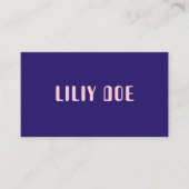 Carte De Visite Typographie Unique Et Design Bleue Et Rosée (Devant)