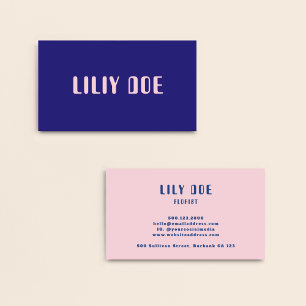 Carte De Visite Typographie Unique Et Design Bleue Et Rosée