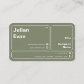 Carte De Visite Typographie Vert Sauge Code QR Scannable Bonjour (Dos)