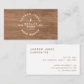 Carte De Visite Typographie vintage rustique bois foncé moderne mi (Devant / Derrière)