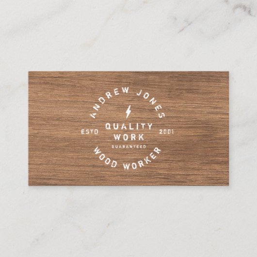 Carte De Visite Typographie vintage rustique bois foncé moderne mi (Devant)