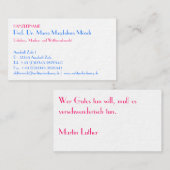Carte de visite typographique (Devant / Derrière)