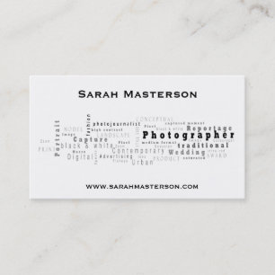 Carte de visite typographique blanc de photographe