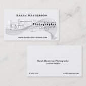 Carte de visite typographique blanc de photographe (Devant / Derrière)