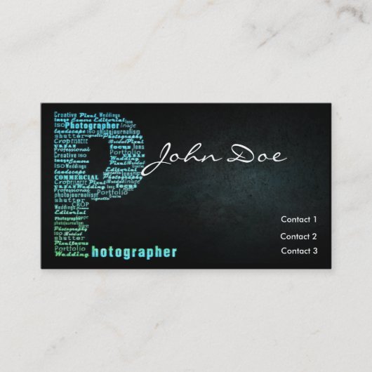 Carte de visite typographique de photographie (Devant)