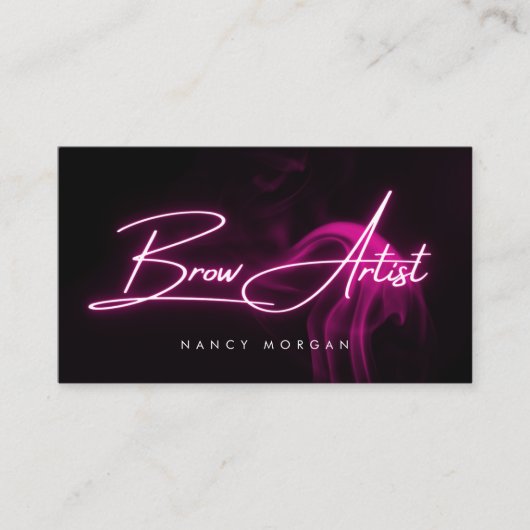 Carte de visite typographique néon rose pour artis (Devant)
