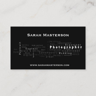 Carte de visite typographique noir de photographe