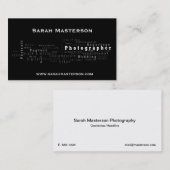 Carte de visite typographique noir de photographe (Devant / Derrière)