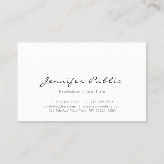 Carte De Visite Typography Name Modern Professional Elegant Simple (Devant)