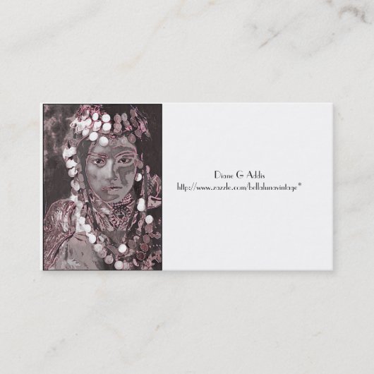 Carte De Visite Tzigane en coiffure rose champagne (Devant)