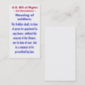Carte De Visite U.S. Déclaration des droits, ~ d'amendement de ~ (Devant / Derrière)