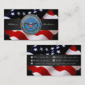 Carte De Visite U.S. Emblème (DOD) de Département de la Défense (Devant / Derrière)