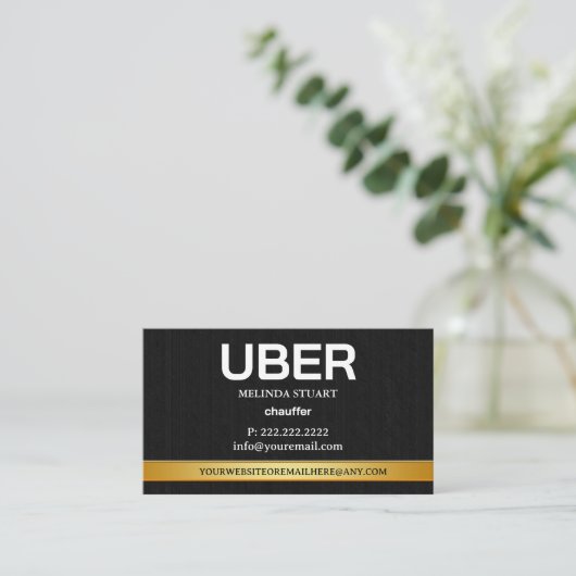 Carte De Visite Uber Driver Modern Gold Border Referral QR CODE (Debout devant)