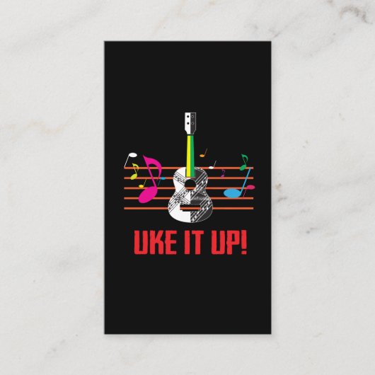 Carte De Visite Uke il avec les notes musicales ! Musicien (Devant)