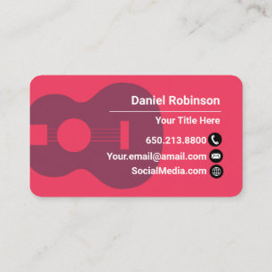 Carte De Visite Ukulele Rouge