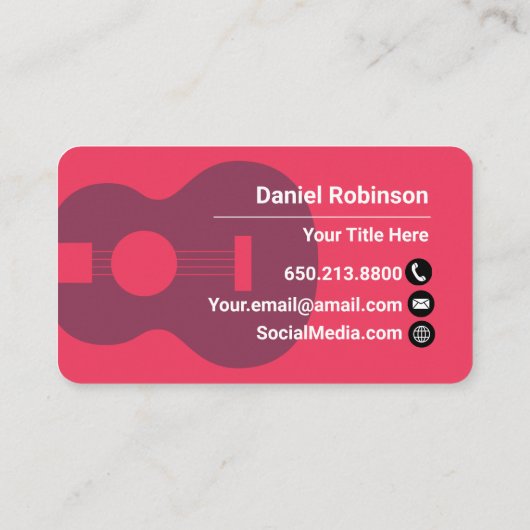 Carte De Visite Ukulele Rouge (Dos)