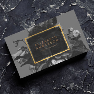 Carte De Visite Ultime Styliste Black Gold Rose Grey Bouquet