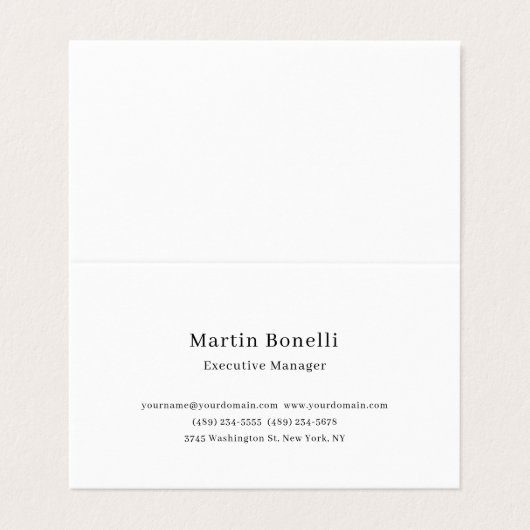 Carte De Visite Ultra épais noir et blanc tendance minimal (Extérieur déplié)