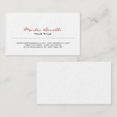 Carte de visite ultra-épais rouge noir et blanc te (Devant / Derrière)