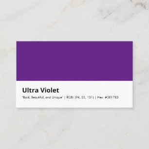 Carte De Visite Ultra Violet   "Audacieux, Beau et Unique" Couleur