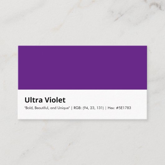 Carte De Visite Ultra Violet | Couleur "audacieuse, belle et uniqu (Devant)
