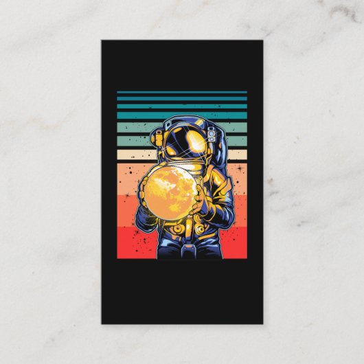 Carte De Visite Un astronaute tient Moon Retro Cosmic (Devant)
