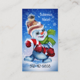 Carte De Visite Un bonhomme de neige festif    