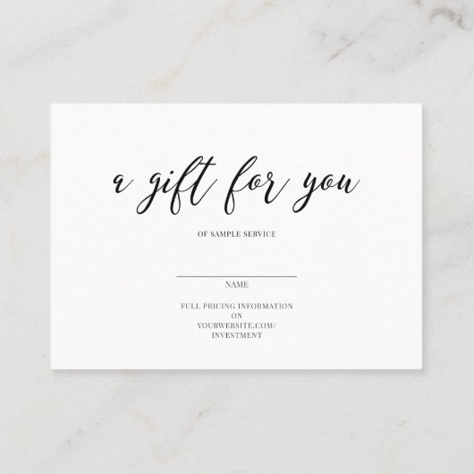 Carte De Visite Un cadeau pour vous (Dos)