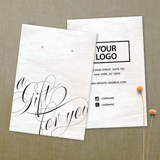 Carte De Visite Un cadeau pour vous ajouter logo Bois blanc Écran 