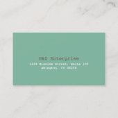 Carte De Visite Un cadre professionnel turquoise et moderne (Dos)