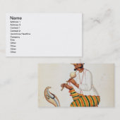 Carte De Visite Un charmeur de serpent indien avec un cobra, d'un (Devant / Derrière)