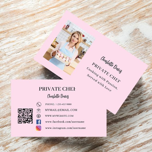 Carte De Visite Un chef privé slogan photo rose amour code QR