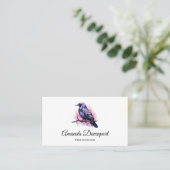 Carte De Visite Un Corbeau noir sur une branche (Debout devant)