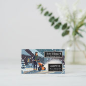 Carte De Visite Un homme pousse un souffleur à neige (Debout devant)