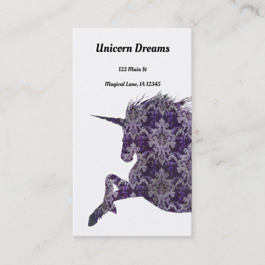 Carte De Visite Un Joli Boho Violet Unicorn (Devant)