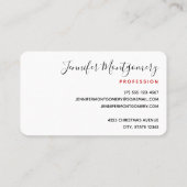 Carte De Visite Un mignon chien blanc dans un Casquette de Noël ro (Dos)