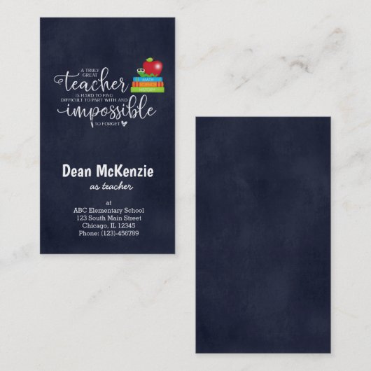 Carte De Visite Un professeur vraiment génial (Devant / Derrière)