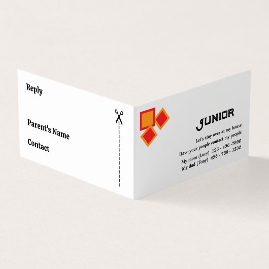 Carte De Visite Un séjour simple pour les enfants (Extérieur)