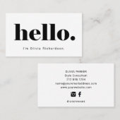 Carte De Visite Un simple bonjour| Typographie audacieuse et moder (Devant / Derrière)